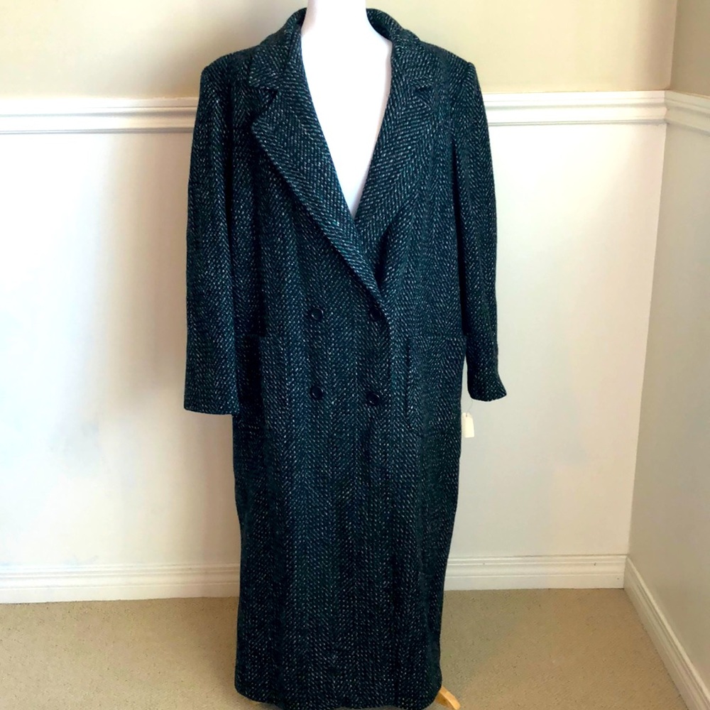 Vintage Niccolini Women’s Teal/Black Wool Coat Size 17/18 Made in Canada